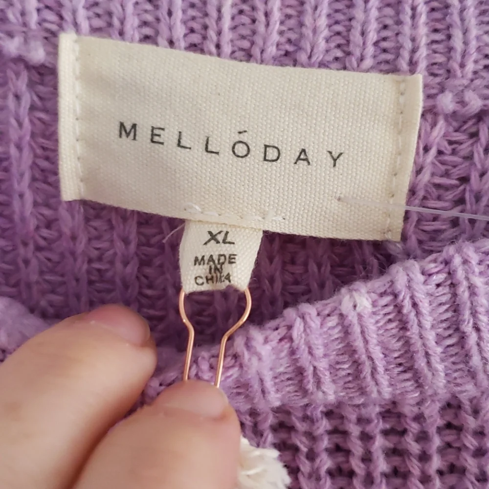 Melloday Lilac Two Pocket Pullover Sweater
